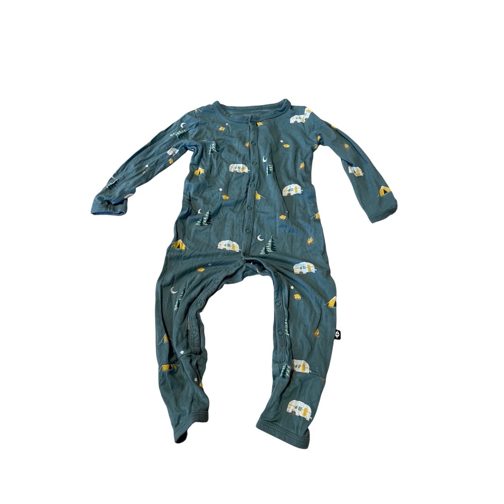 Kyte Baby Bamboo Snap Romper 6-12 Months Forest Camper Trailer Sleepwear I03